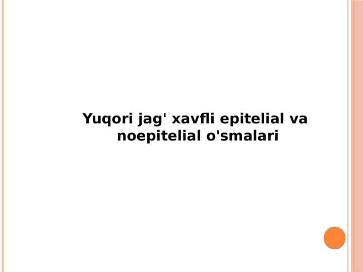 Yuqori jag' xavfli epitelial va noepitelial o'smalari