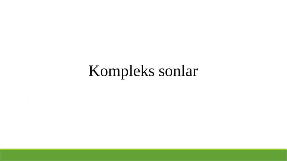 Kompleks sonlar