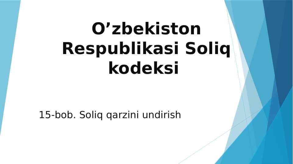 O’zbekiston Respublikasi Soliq kodeksi