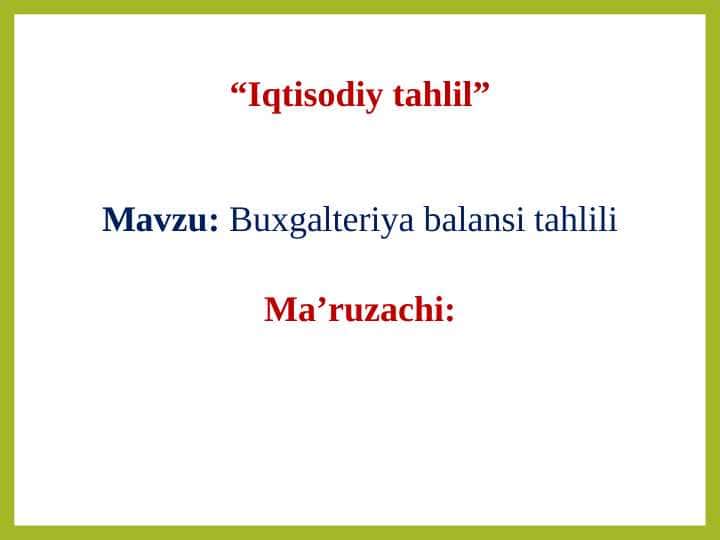 Buxgalteriya balansi tahlili