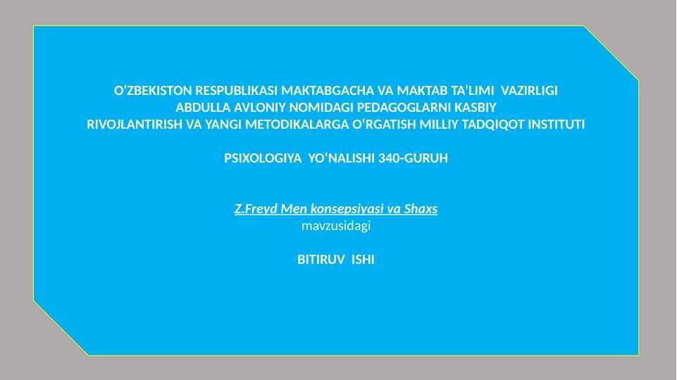 Z.Freyd Men konsepsiyasi va Shaxs