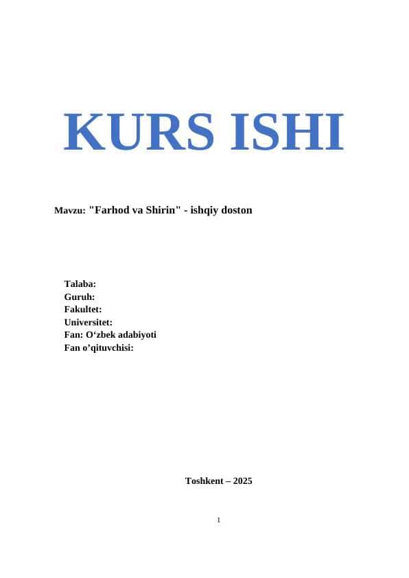 Farhod va Shirin ishqiy doston