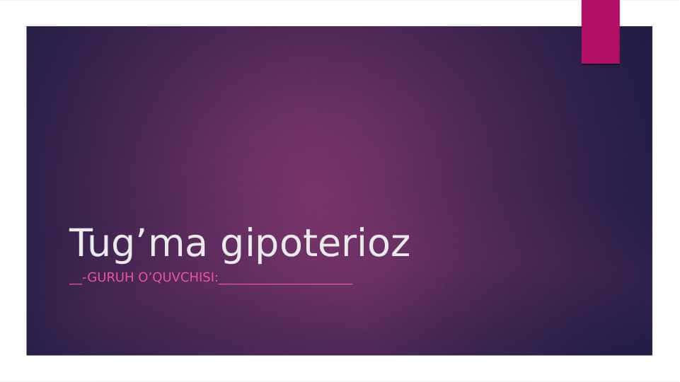 Tug’ma gipoterioz
