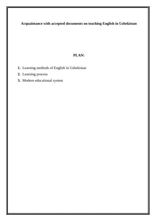 Acquaintance with accepted documents on teaching English in Uzbekistan