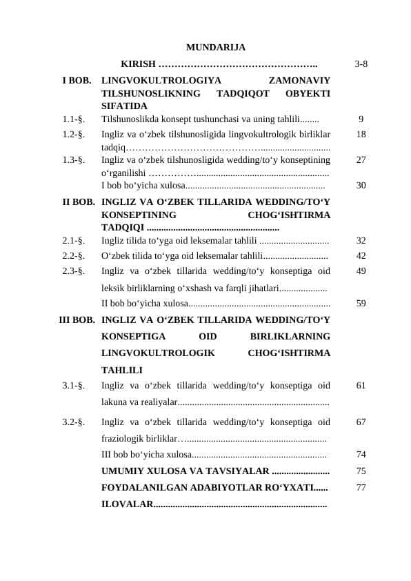 “INGLIZ VA O‘ZBEK TILLARIDA “WEDDING/TO‘Y” KONSEPTINING LINGVOKULTROLOGIK TADQIQI”