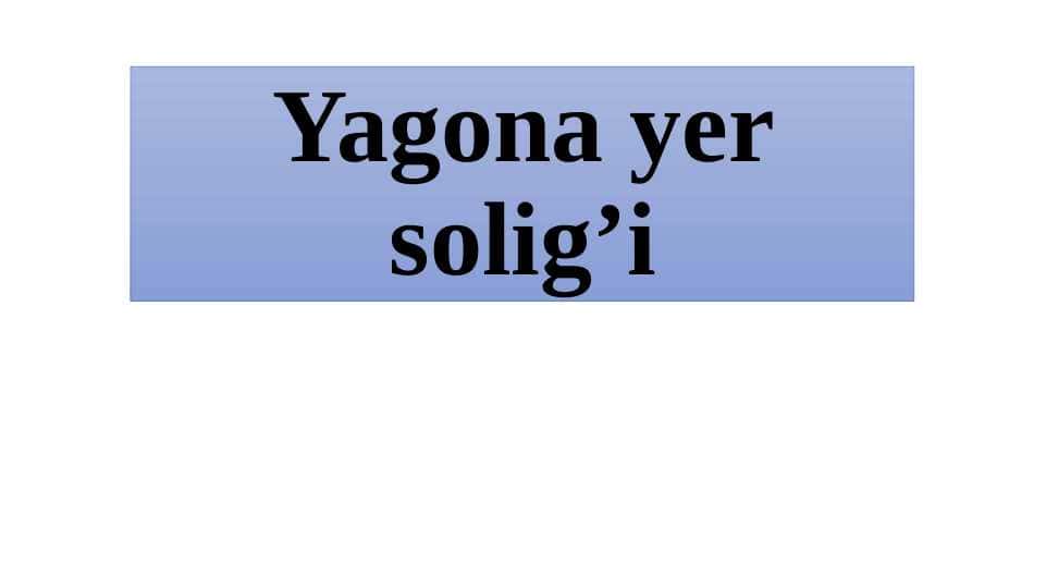 Yagona yer solig’i