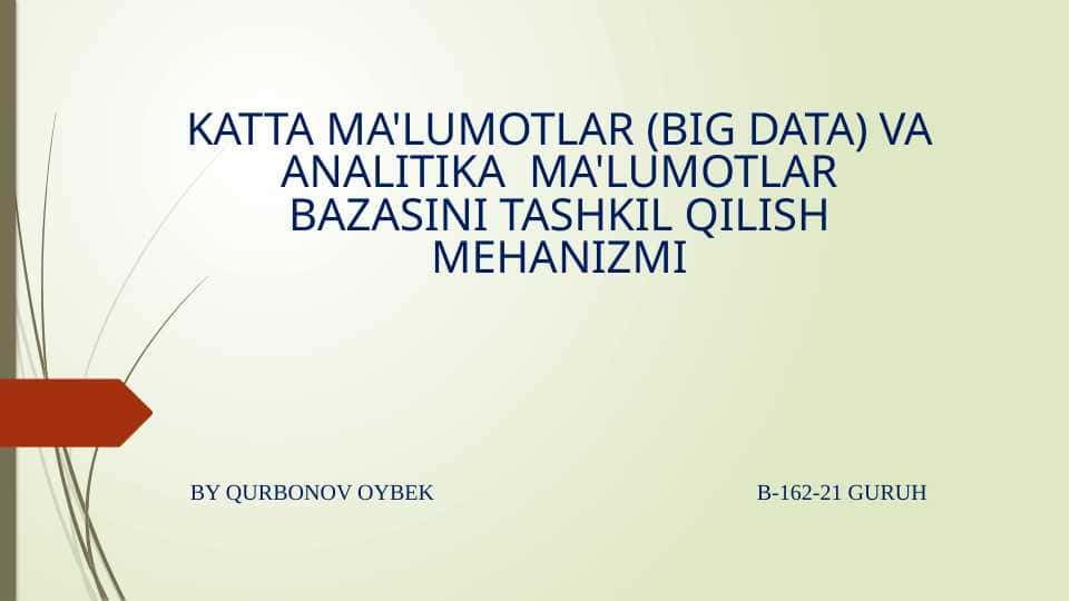 Katta ma'lumotlar (Big data ) ppt