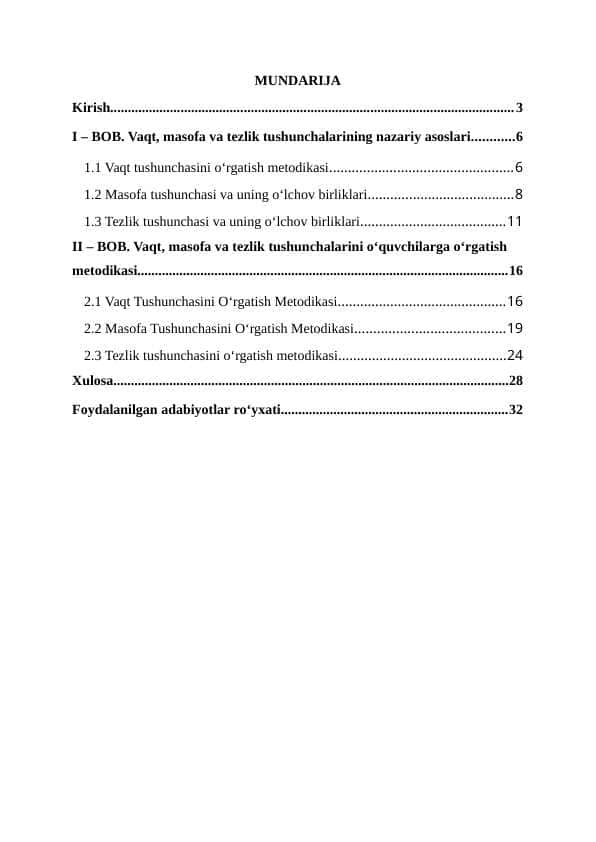 Vaqt, masofa, tezlik haqida tasavvurlarni tarkib toptirish va ularning o‘lchov birliklari