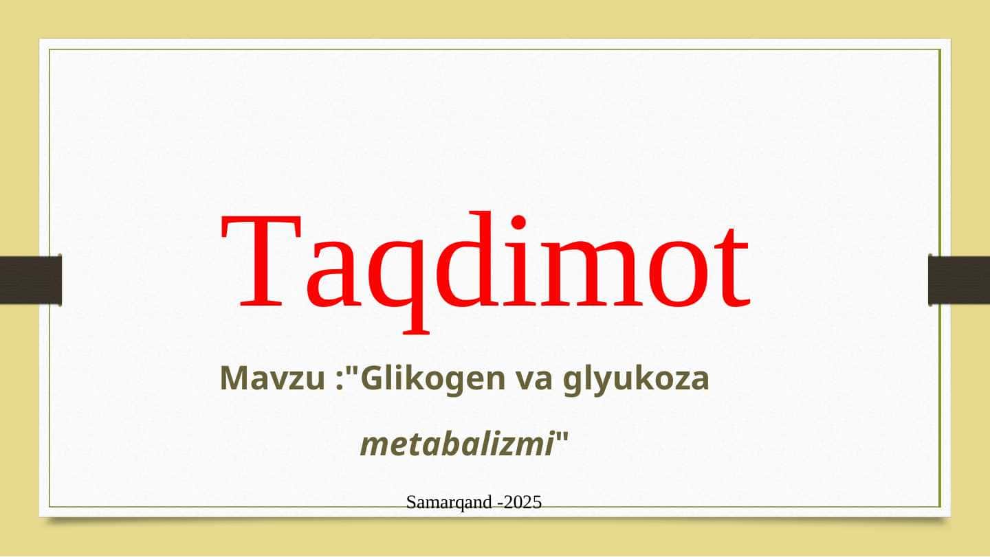Glikogen va glyukoza almashinuvi