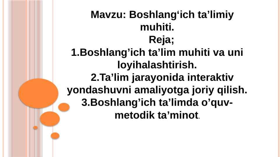 Boshlang‘ich ta’limiy muhiti.