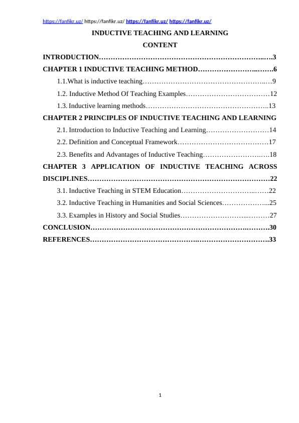 INDUCTIVE TEACHING AND LEARNING