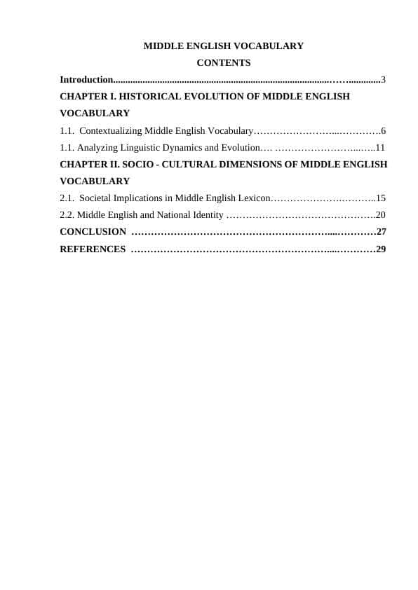 MIDDLE ENGLISH VOCABULARY