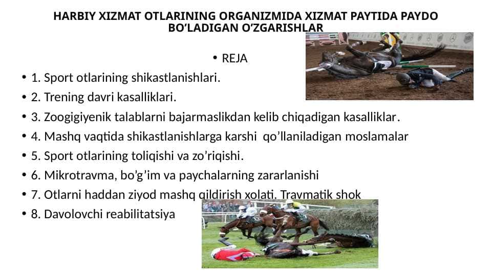 HARBIY XIZMAT OTLARINING ORGANIZMIDA XIZMAT PAYTIDA PAYDO BO’LADIGAN O’ZGARISHLAR