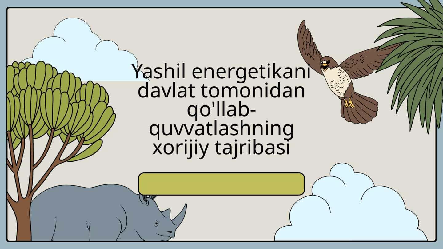 Yashil energetikani davlat tomonidan qo'llab-quvvatlashning xorijiy tajribasi