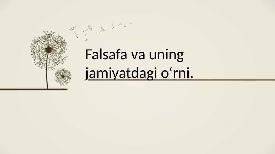 Falsafa va uning jamiyatdagi oʻrni.