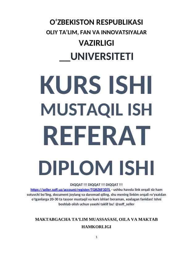 MAKTABGACHA TA’LIM MUASSASASI, OILA VA MAKTAB HAMKORLIGI