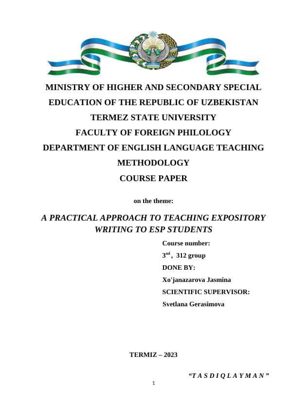 A PRACTICAL APPROACH TO TEACHING EXPOSITORY WRITING TO ESP STUDENTS