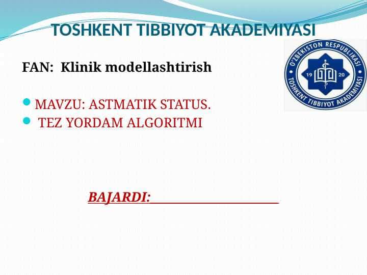 ASTMATIK STATUS. TEZ YORDAM ALGORITMI