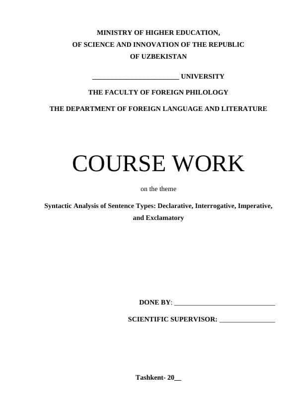 Syntactic Analysis of Sentence Types: Declarative, Interrogative, Imperative, and Exclamatory
