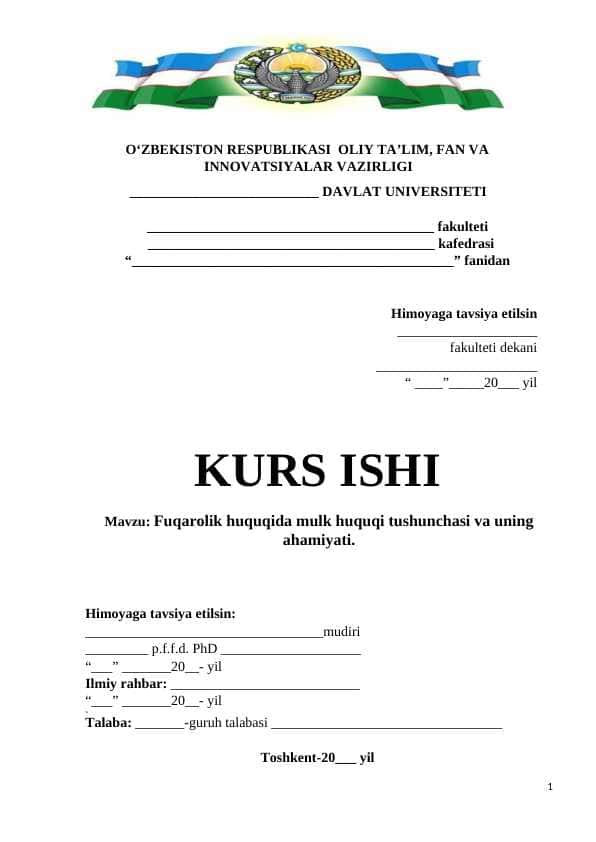 Fuqarolik huquqida mulk huquqi tushunchasi va uning ahamiyati.