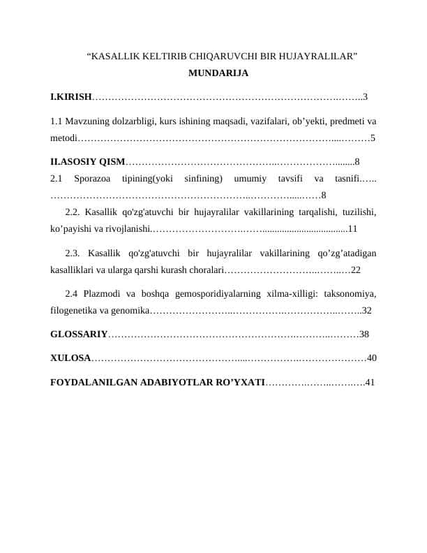 “KASALLIK KELTIRIB CHIQARUVCHI BIR HUJAYRALILAR”