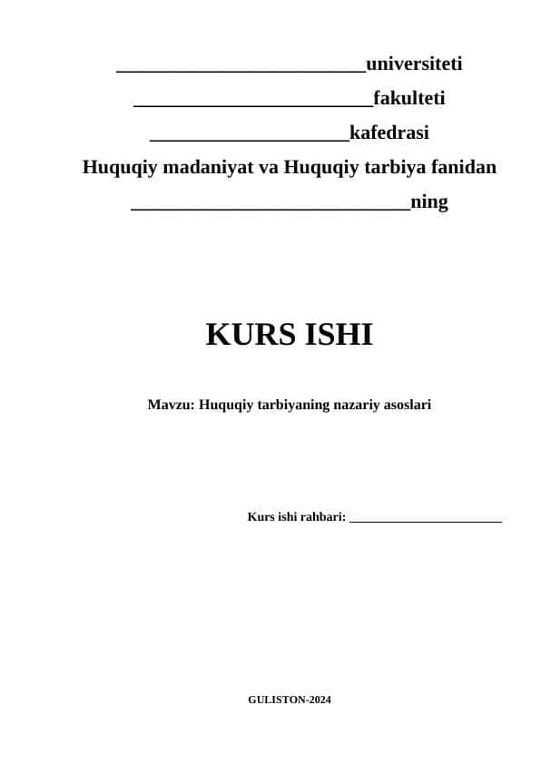 Huquqiy tarbiyaning nazariy asoslari