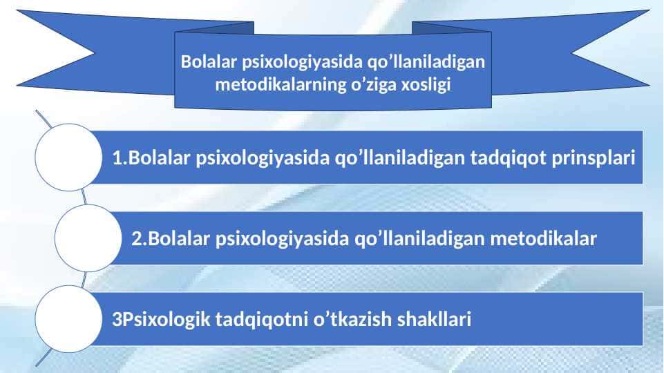 Bolalar psixologiyasida qo’llaniladigan metodikalarning o’ziga xosligi 20.pptx