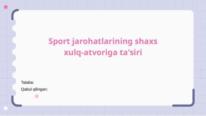 Sport jarohatlarining shaxs xulq-atvoriga ta'siri