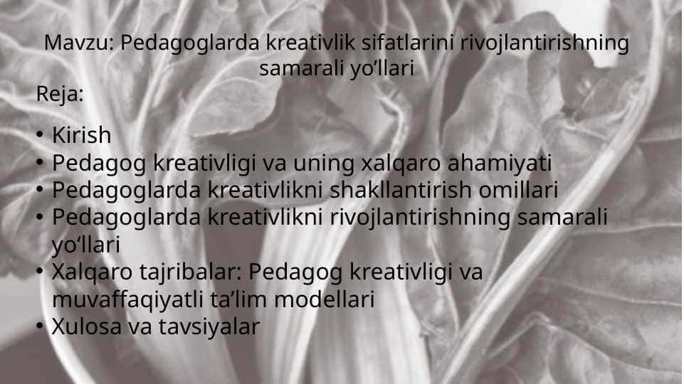 Pedagoglarda kreativlik sifatlarini rivojlantirishning samarali yo’llari