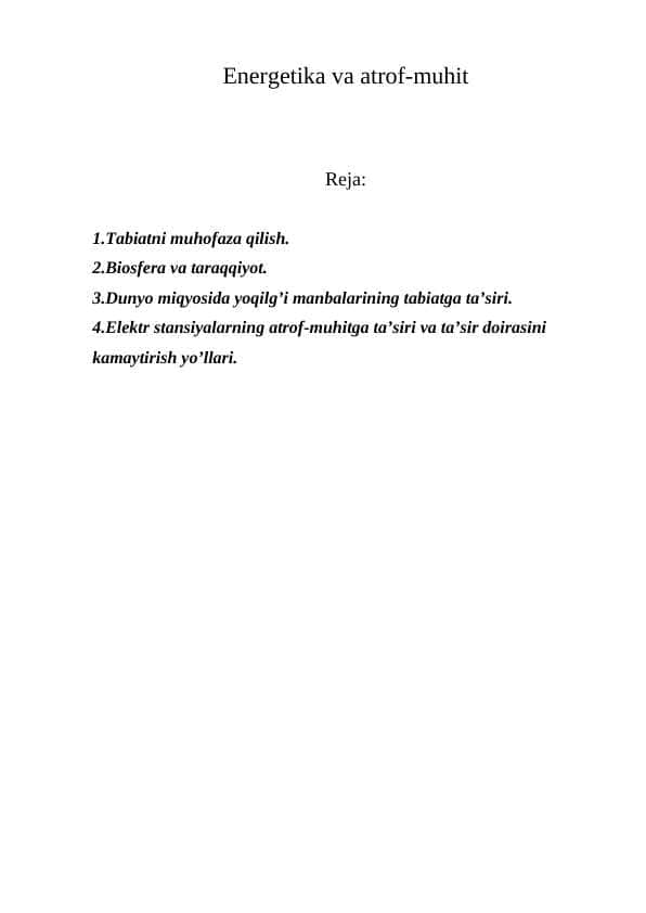 Energetika va atrof-muhit