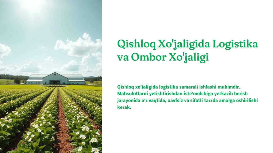 Qishloq Xojaligida Logistika va Ombor Xojaligi