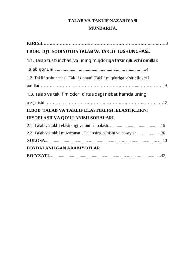 TALAB VA TAKLIF NAZARIYASI
