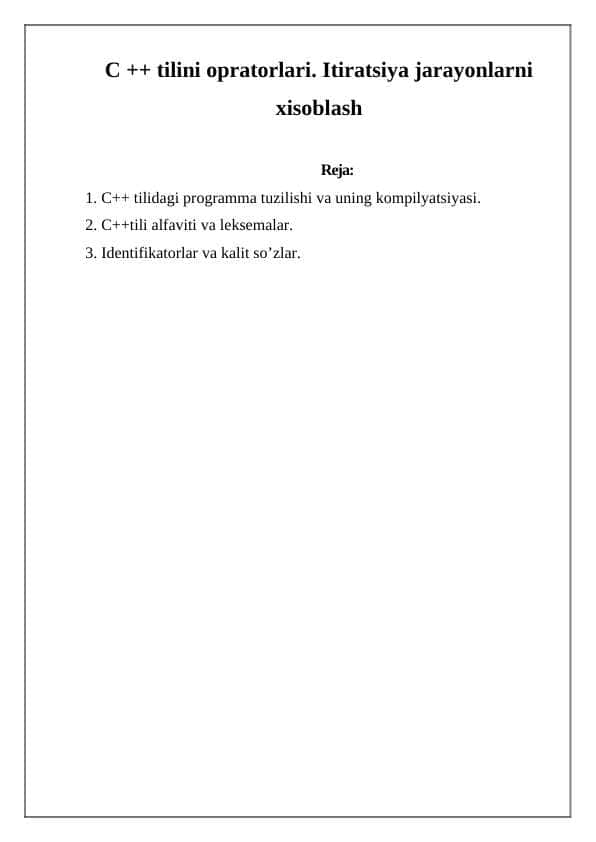 C ++ tilda Sinf tushunchasi