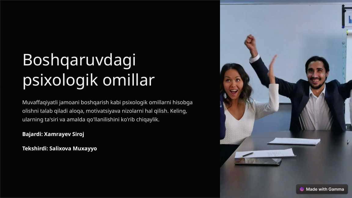 Boshqaruvdagi psixologik omillar