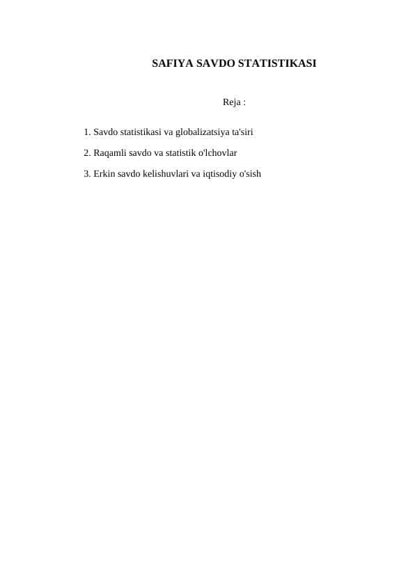 safiya savdo statistikasi