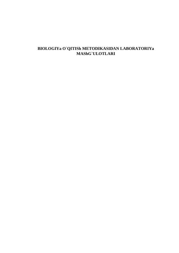 Biologiya oqitish metodikasidan lab mashgulotlari