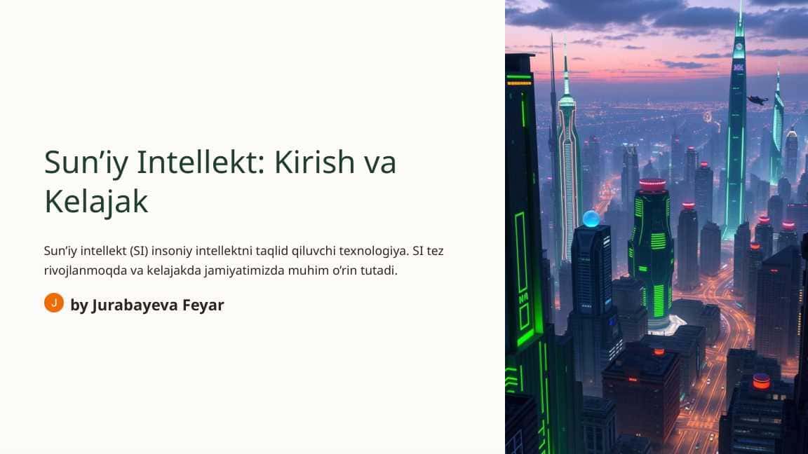 Sun'iy Intellekt: kirish va kelajak