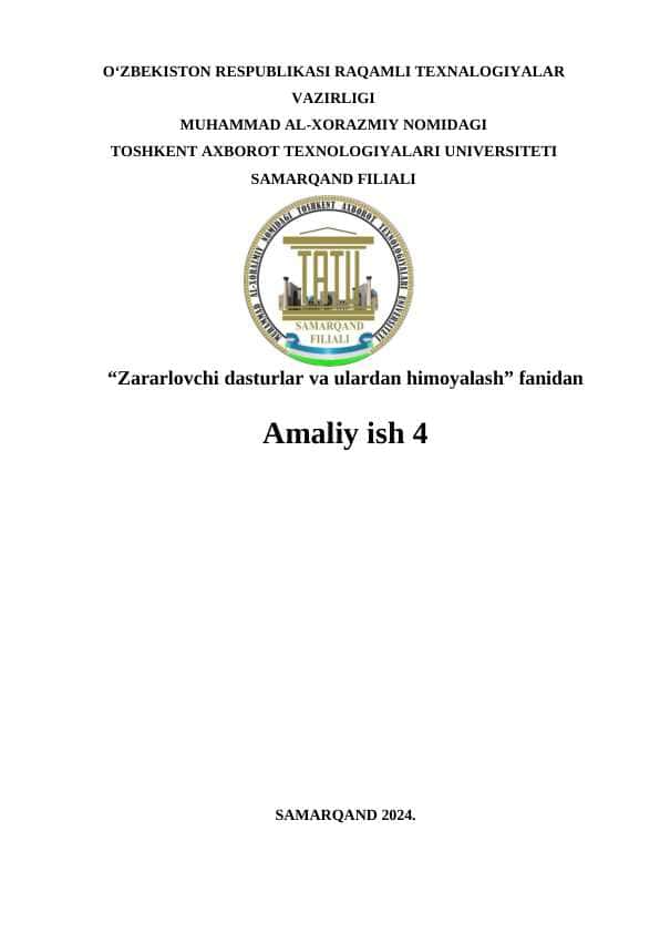 Zararlovchi dasturlar va ulardan himoyalash(Tizim auditi uchun tizim vositasini ishlab chiqish.)