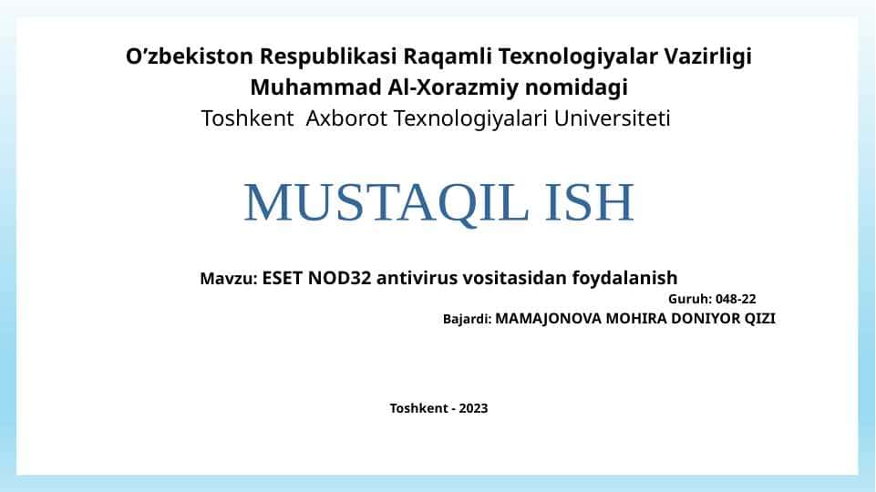 ESET NOD32 antivirus vositasidan foydalanish