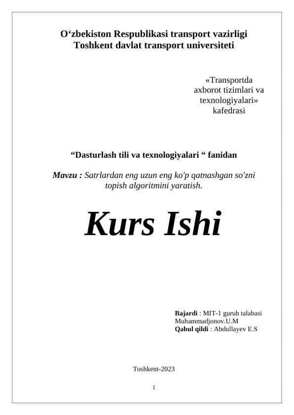 Satrlardan eng uzun eng ko'p qatnashgan so'zni topish algoritmini yaratish.docx