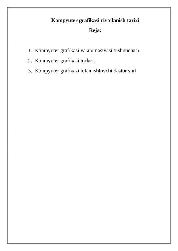 Kampyuter grafikasi rivojlanish tarixi
