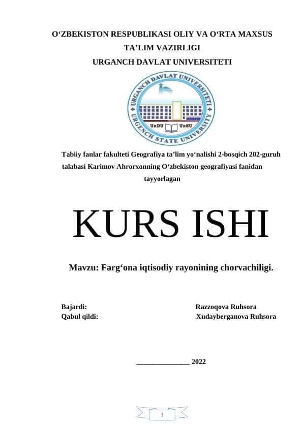 Fargʻona iqtisodiy rayonining chorvachiligi