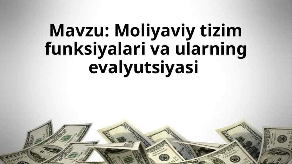Moliyaviy tizim funksiyalari va ularning evalyutsiyasi