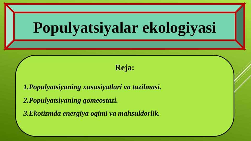 Populyatsiyalar ekologiyasi