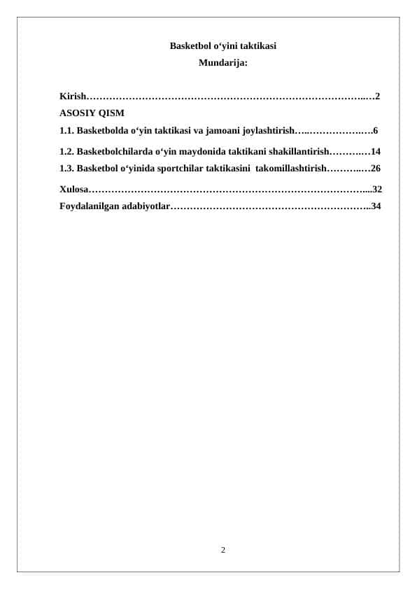 Basketbol o‘yini taktikasi