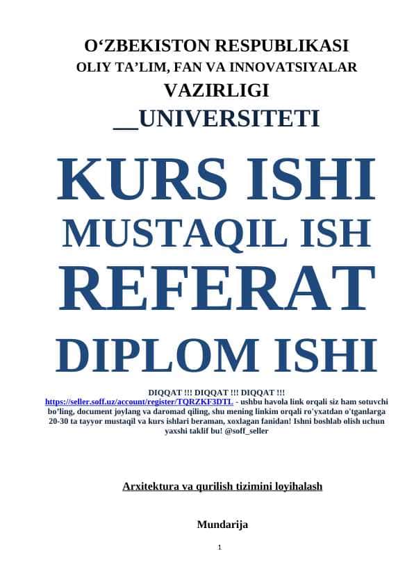 Arxitektura va qurilish tizimini loyihalash