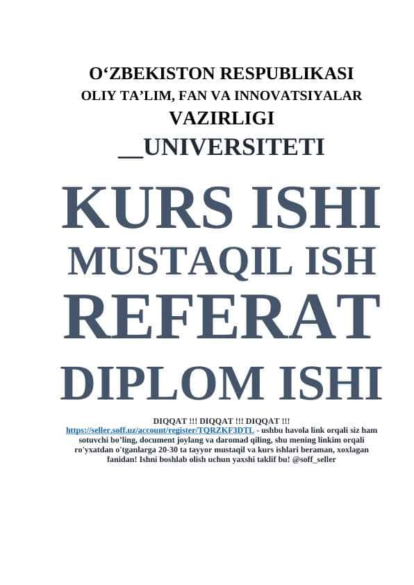 Tashkilotni moliyaviy oqimlarini boshqarish uchun avtomatlashtirilgan yordamni tashkil etish uchun ma’lumotlar bazasini yaratish