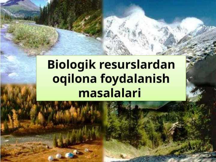 Biologik resurslardan oqilona foydalanish masalalari