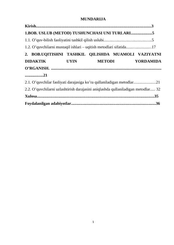Muammoli metod.(kurs ishi)