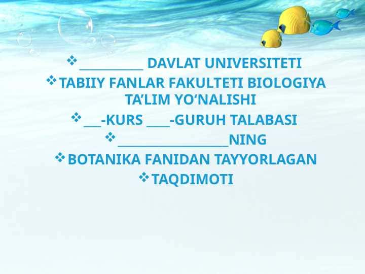 TUBAN O’SIMLIKLAR